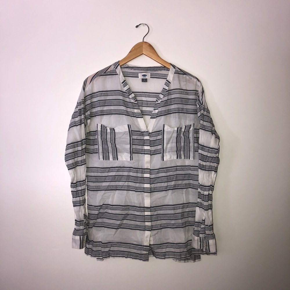White & Gray Striped Tunic